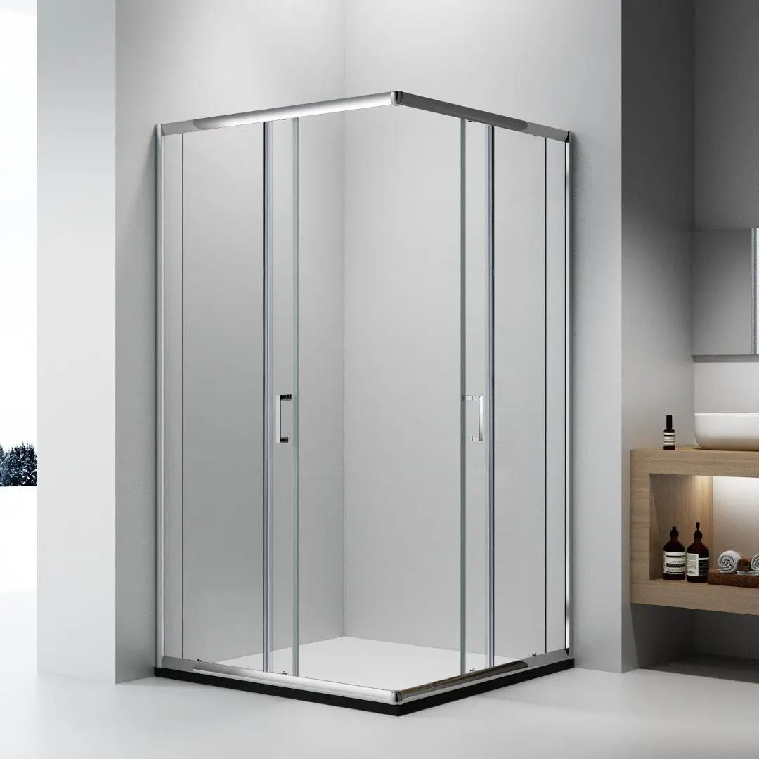 New Design Bathroom Corner Inward Opening Double Sliding Door Glass Shower Cabin Walk in Shower Enclosure