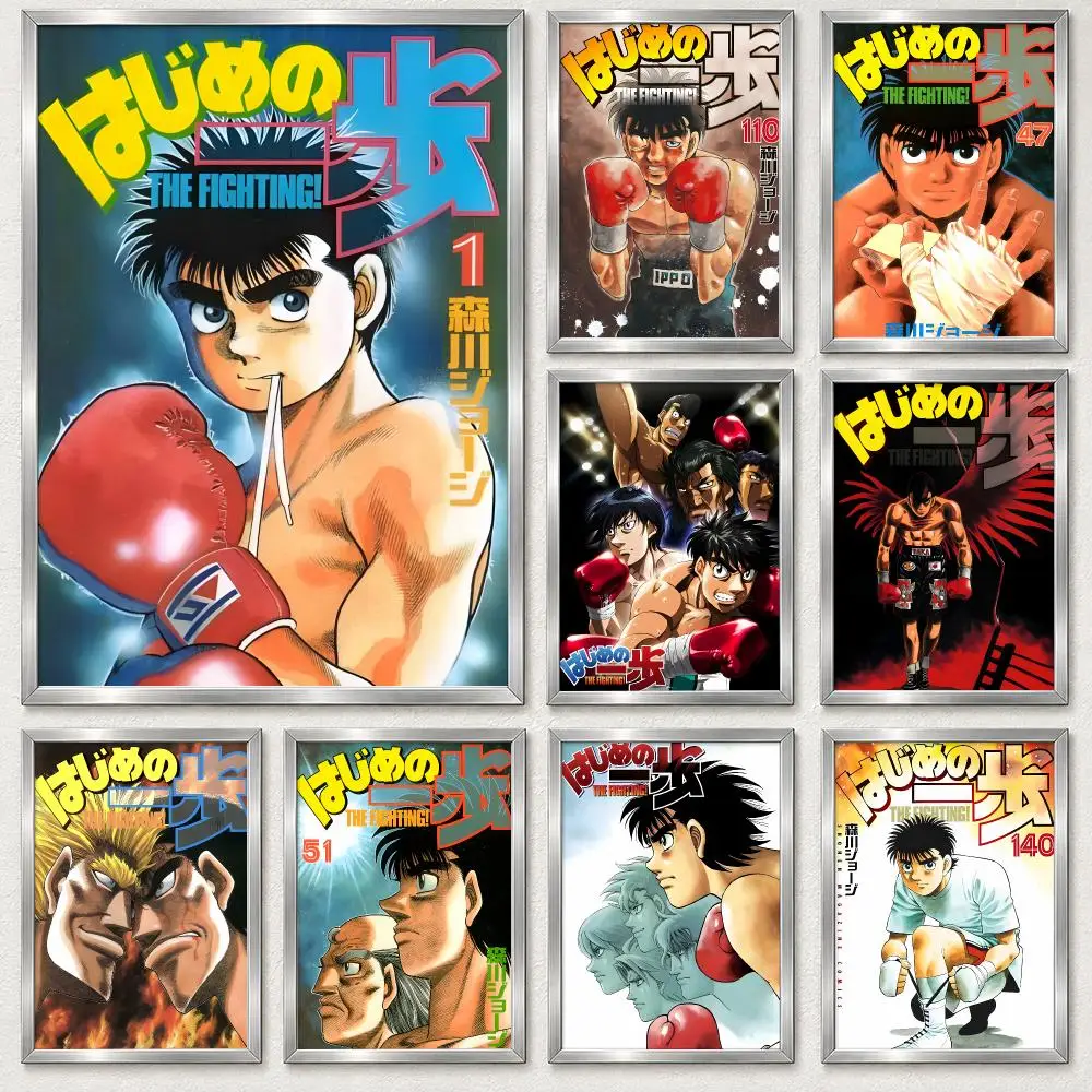 Inspirational Boxing Sports Anime Hajime No Ippo Poster Self‑Adhesive Waterproof PP Poster Coffee Bar Wall Art Home Decor