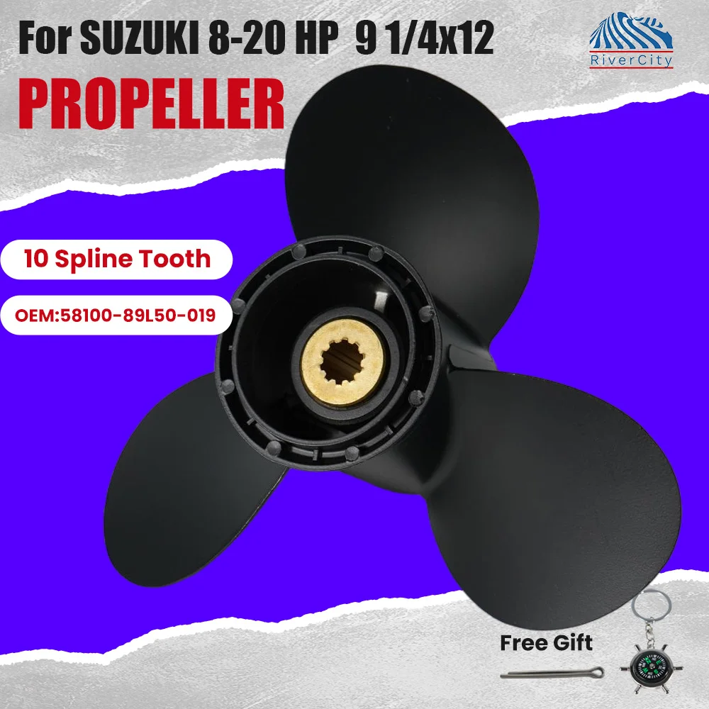 

Outboard Propeller For Suzuki 8HP 9.9hp 15hp 20hp 9 1/4*12 Boat Motor Aluminum Alloy Screw Ship Marine Engine 3 Blade 10 Spline