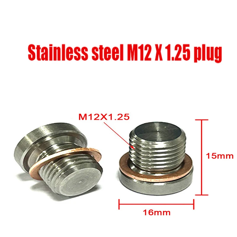 

M12 X 1.25 O2 Oxygen Lambda Sensor Blanking Plug Cap Bung Exhaust Accessories With Gasket Automotive Hexagonal Threaded Parts