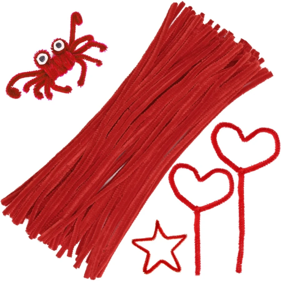 Limpiadores de tuberías 300 piezas, color rojo, 30cm/11.8ins, limpiadores de tuberías para manualidades, limpiador de tuberías, suministros de arte y artesanía
