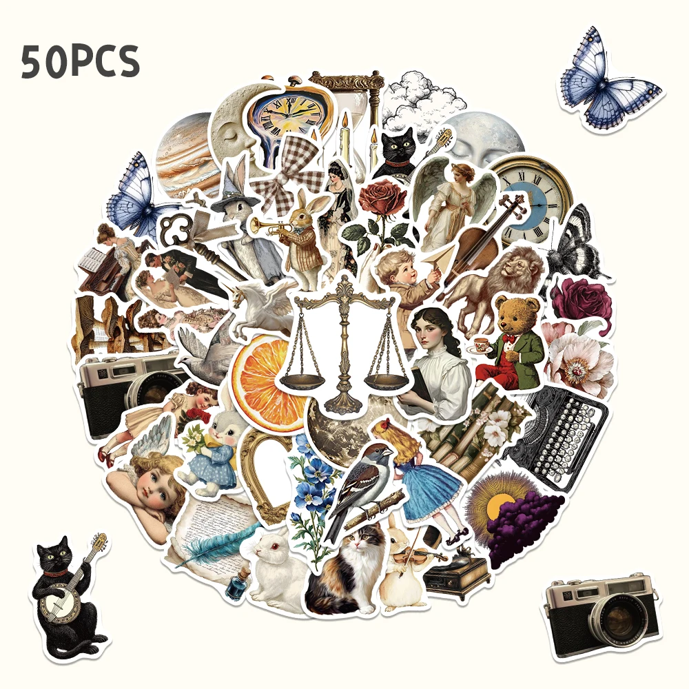 

50 шт., эстетические наклейки в стиле ретро, для ноутбука, холодильника, бутылки с водой, гитары, автомобиля, скрапбукинга, сделай сам, ремесла, декор, ностальгическая тематическая вечеринка, пользу