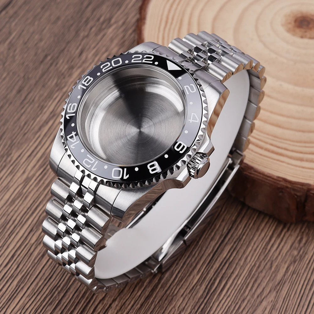 20ATM 40mm Watch Case Black Yacht Design Sapphire for NH35 NH36 NH34 NH70 4R 8215 ETA2836 ETA 2824 Jubilee Bracelet Slide Buckle