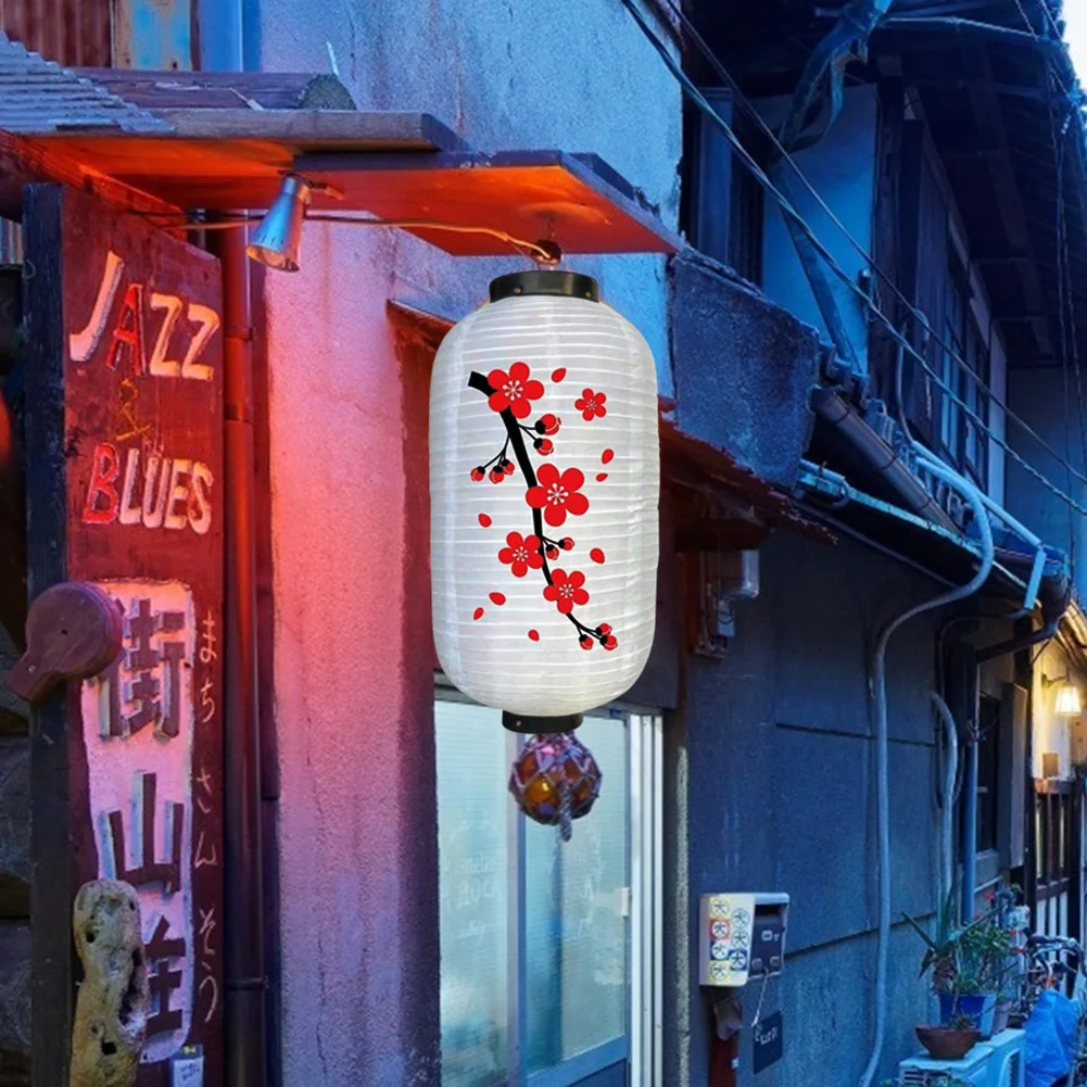 Lampu Lampion Bentuk Plum Panjang 25cm Motif Bunga untuk Acara, Lampu Gantung untuk Acara Kumpul Keluarga, Perlengkapan Dekorasi Acara