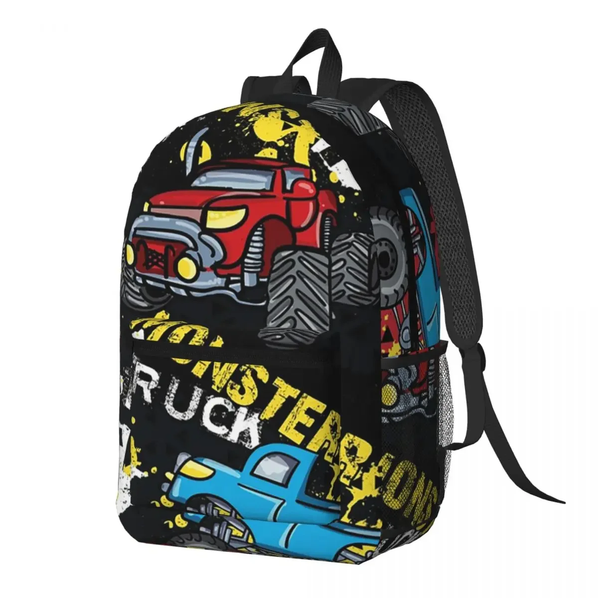 Cartoon Off Road Vehicle Pattern Backpack Daypack Large Capacity Kids BookBag School Bag Shoulder Bags for Men Women