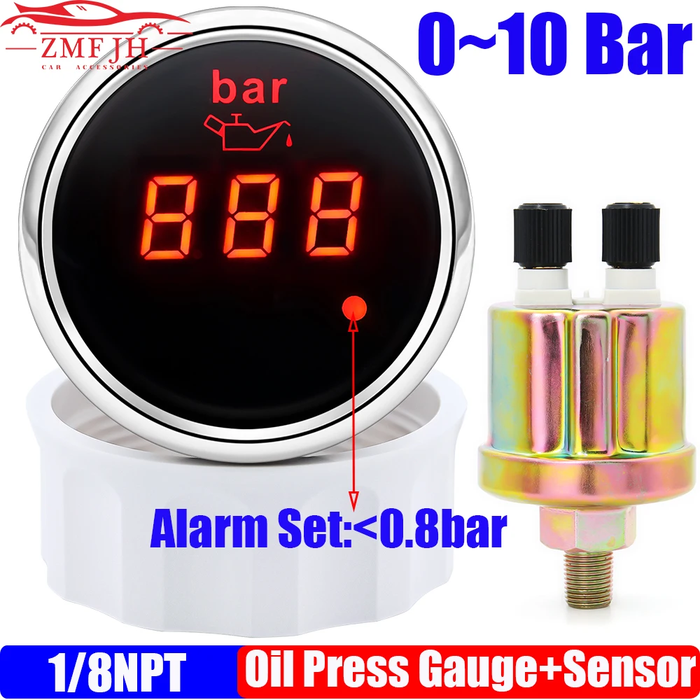 Auto Car Digital 0~10 Bar Oil Press Meter+Sensor 1/8NPT 2