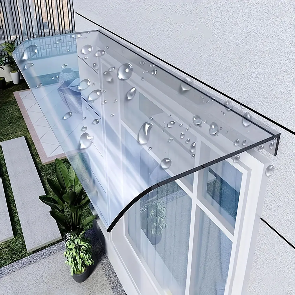 Window Door Wall Canop No Bracket Transparent Invisible Rain Shelter Cover Outdoor Door Awning for Front Door/Porch Patio Roof