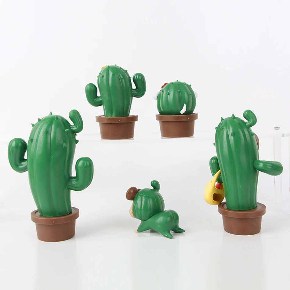 5pcs Crayon Shin-chan Cactus Action Figure Nohara Shinnosuke Anime Figurine Pvc Collection Model Toys Kids Gifts