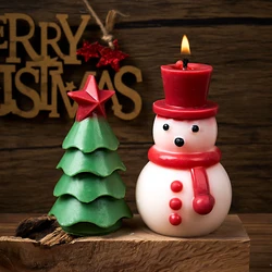 3D Christmas Tree Snowman Silicone Candle Molds DIY Handmade Scented Gypsum Resin Mould Crafts Gift Making Home Christmas Decor