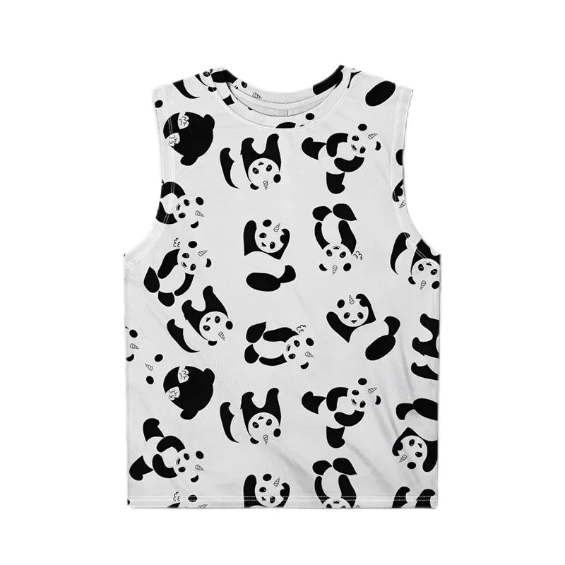 

Cute Panda Wings 3D Printed Tank Top For Men Clothes Funny Animal Graphic Vest Kawaii Cartoon National Treasure Waistcoat Tops