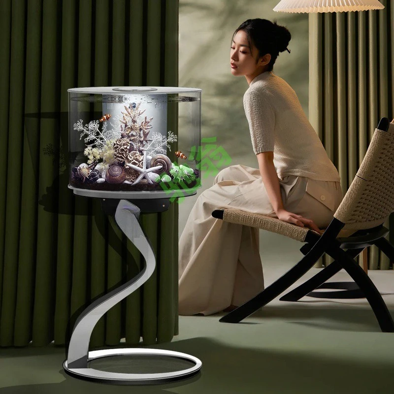 Body fish tank ecological floor living room office small goldfish tank creative lazy landscaping full set
