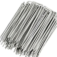 100pcs15cm galvanized landscape staples, outdoor decorative stakes, anti weed barrier fabric anti rust staples, U-shaped tent