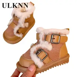 Baby Plush Winter Boots Baby Soft Soled Walking Shoes 1-3 Year Old Boys' Casual Cotton Shoes Thick Plush Winter Girls'