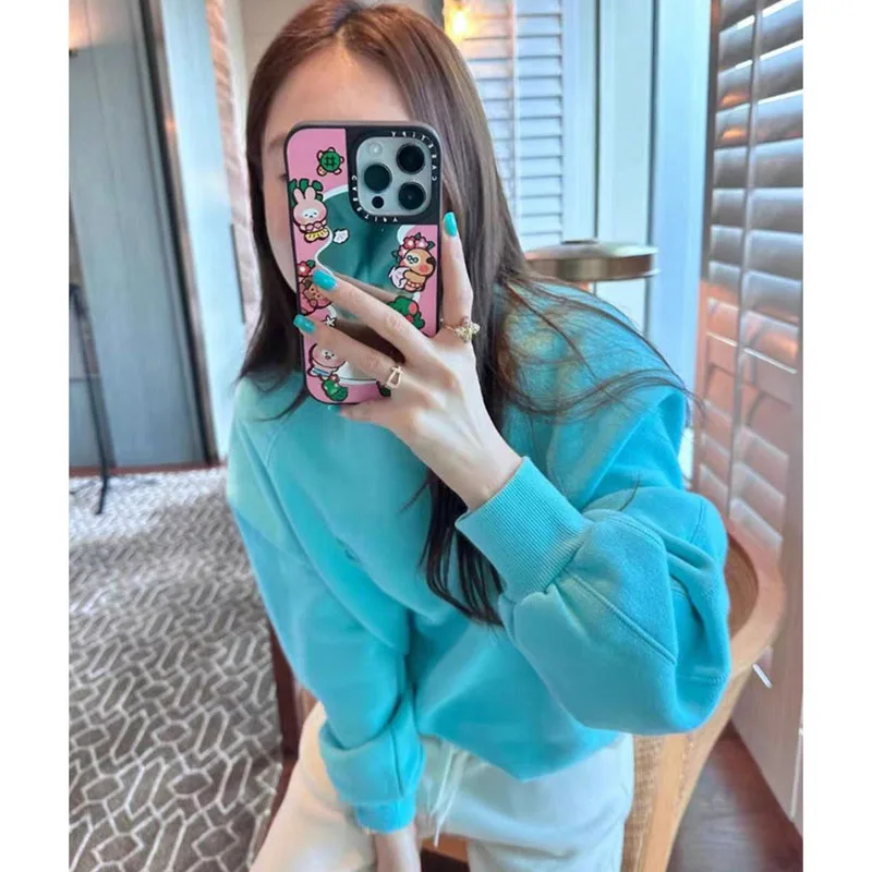 가을 여성 자수 루즈 후드티 봄 여성 라운드넥 스포츠 셔츠 탑 한국 여성 신상 긴팔 스웨트셔츠