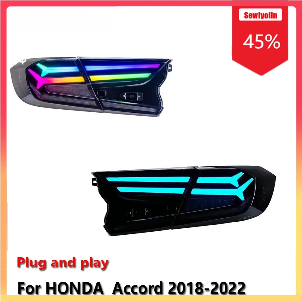 

Car LED Tail Light Automobile Parts For HONDA Accord 2018-2022 RGB Auto Fog DRL Brake Turn Signal Lamp Plug and Play