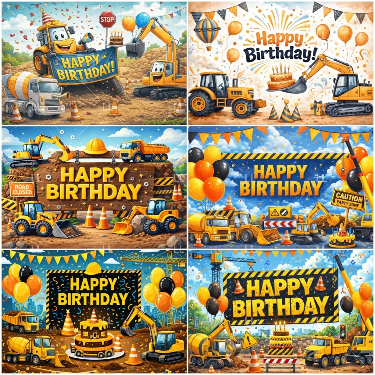Bagger-LKW Kindergeburtstag Party-Dekoration Hintergrund Baukran Jungen Fotografie-Hintergrund Requisiten Zubehör Kindergeschenk