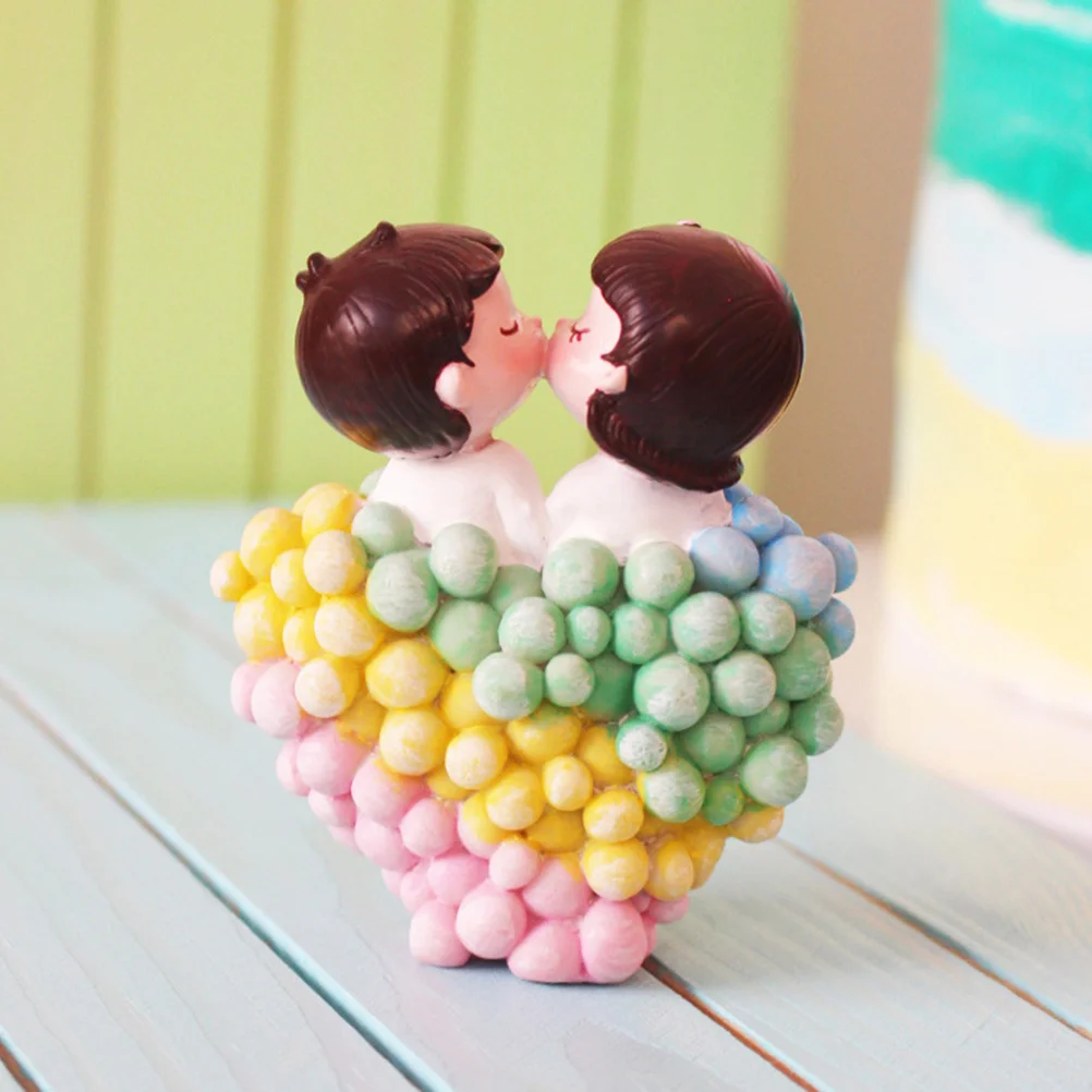

1Pcs Valentine Heart Balloon Couples Resin Cake Decoration Cartoon Love Couple Ornament Desktop Decoration Wedding Proposal