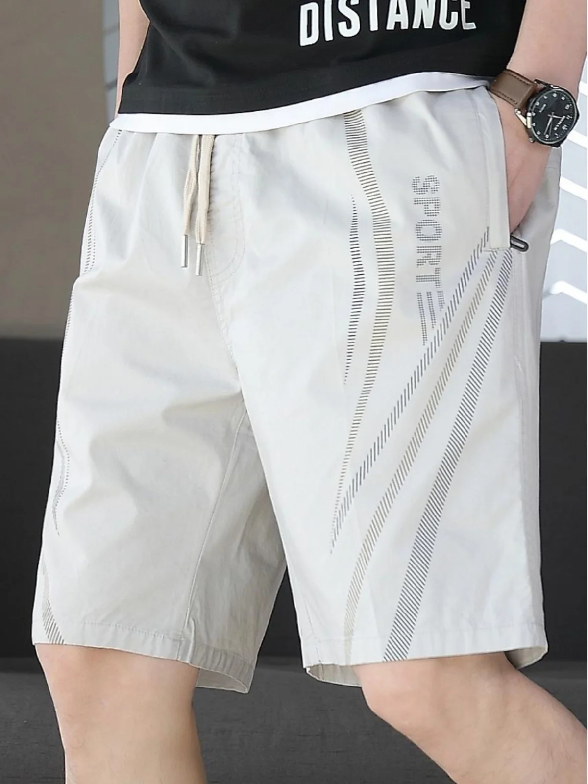

Men's Summer Trendy Brand Loose Beachwear Straight Leg Thin Qui Dry Sport orts Casual Loose Fit Cotton Youth Active Sle
