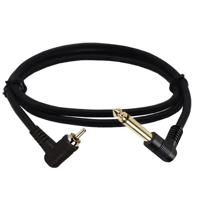 Cable de Audio de 2m, Chapado en Oro, Cobre Puro, Conector RCA Macho a Conector Mono Macho de 6.35mm, Ángulo Recto de 90 Grados, para Mezclador de Altavoces