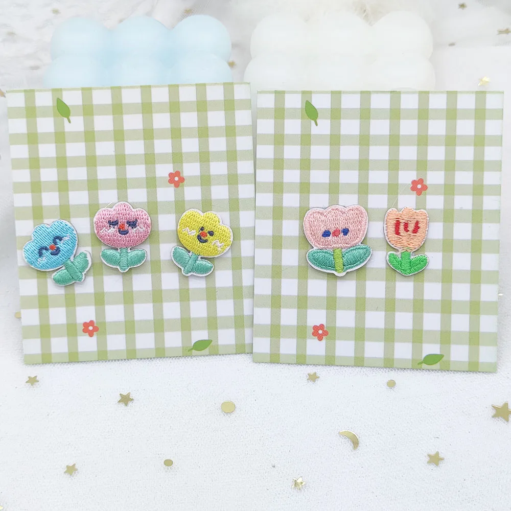 Cute Mini Flower Embroidery Patch Self-adhesive Applique Decorate Phone Case Wallet Paste Stationery Hand Book Iron Sticker