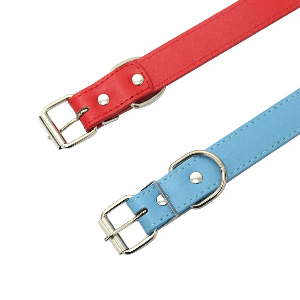 12 PCS Wholesale Plain PU Leather DIY Name ID Dog Collar Custom Letters Charms Puppy Cat Neck Strap Collars for Small Medium Dog