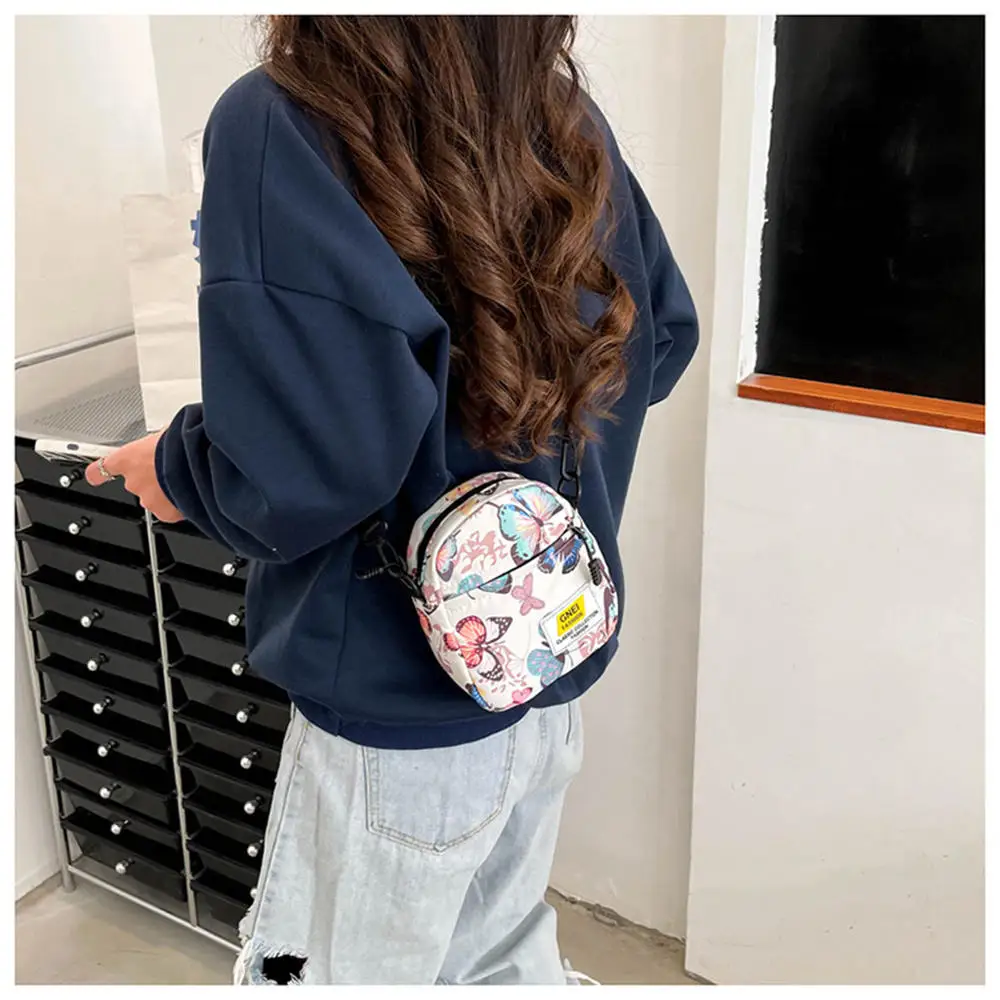 Mini Butterfly Printing Shoulder Bag Women Nylon Small School Bags Casual Rucksack for Teen Girls Fashion Crossbody Bag Outdoor