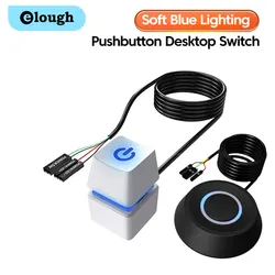 Elough LED Lights Computer Desktop Switch PC Motherboard External Start Power On/Off Button 1.8M Extension Cable For Home Office