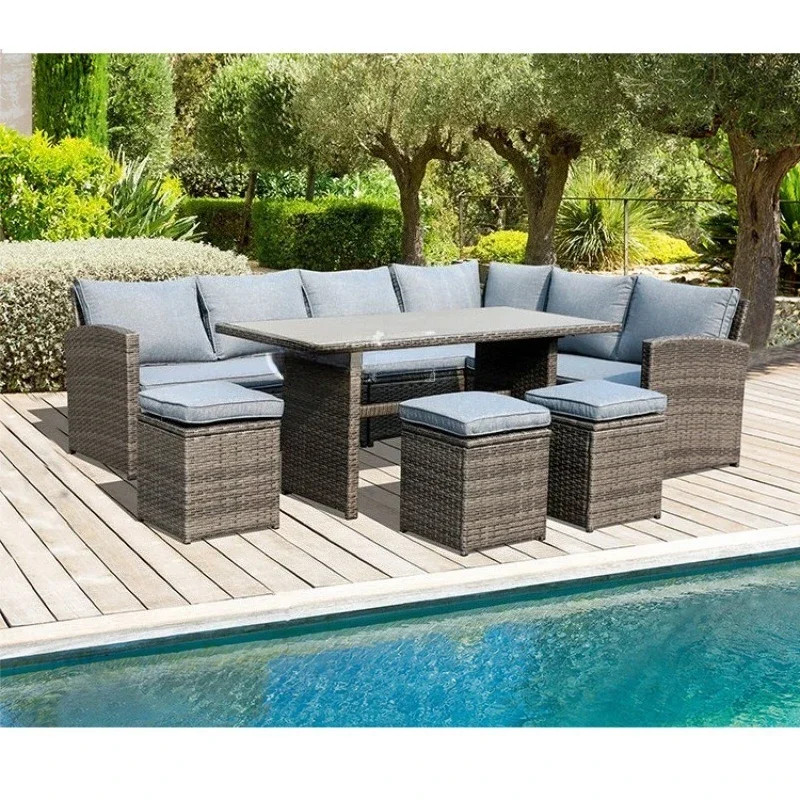 Outdoor sofa, rattan patio garden furniture, rattan chair, sun protection, waterproof and rainproof balcony, leisure outdoor cof