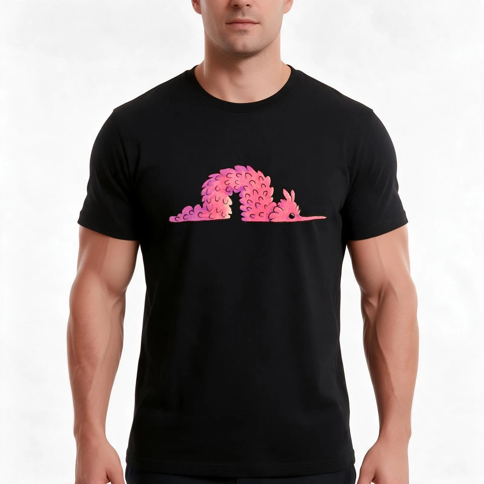 Crawling worm T-Shirt Summer Casual Cotton Tee Oversized Streetwear Tops Vintage Graphic Print Loose Fit Short Sleeve