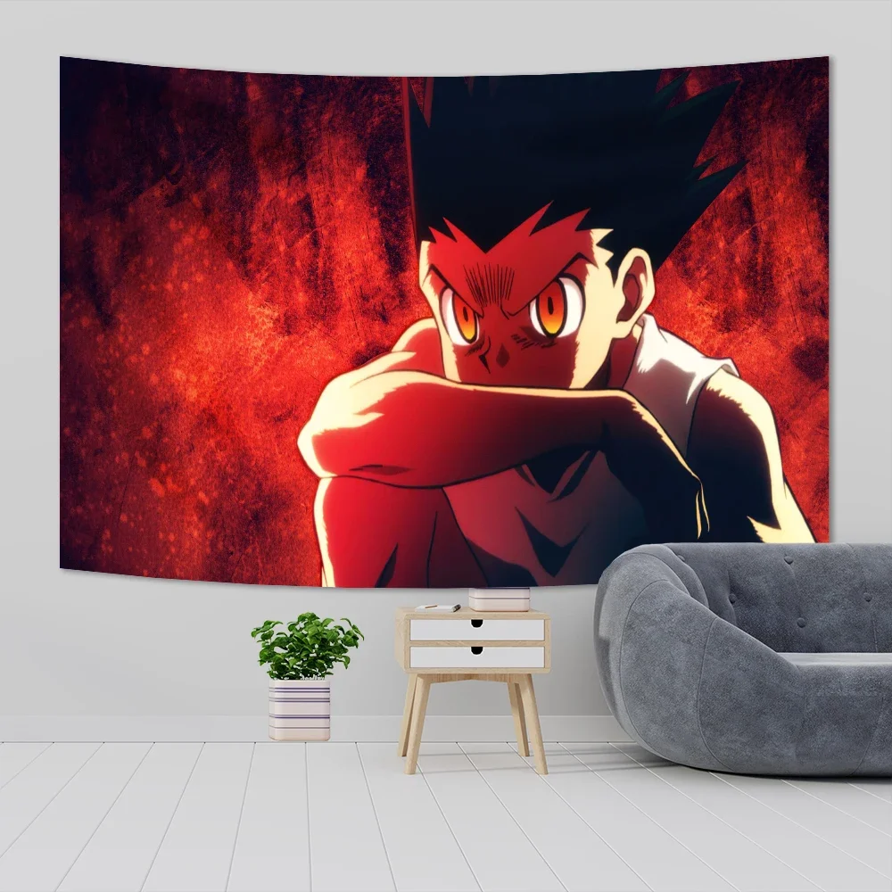 Kawaii Hunter X Hunter Anime Pattern Funny Cartoon bohemian decor Tapestry Printed Rectangular Home Decor room decor aesthetic