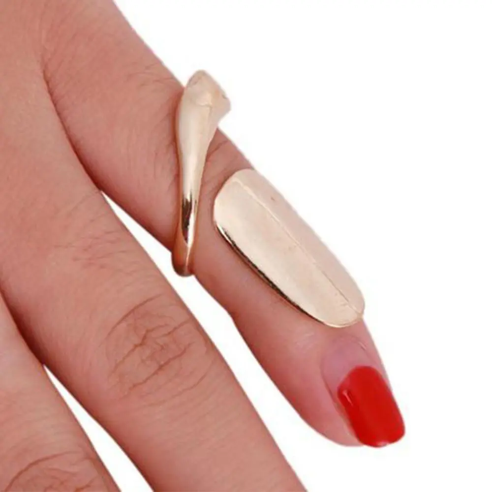 Punk False Finger Nail Metal Gold Women Fashion Rings Silver