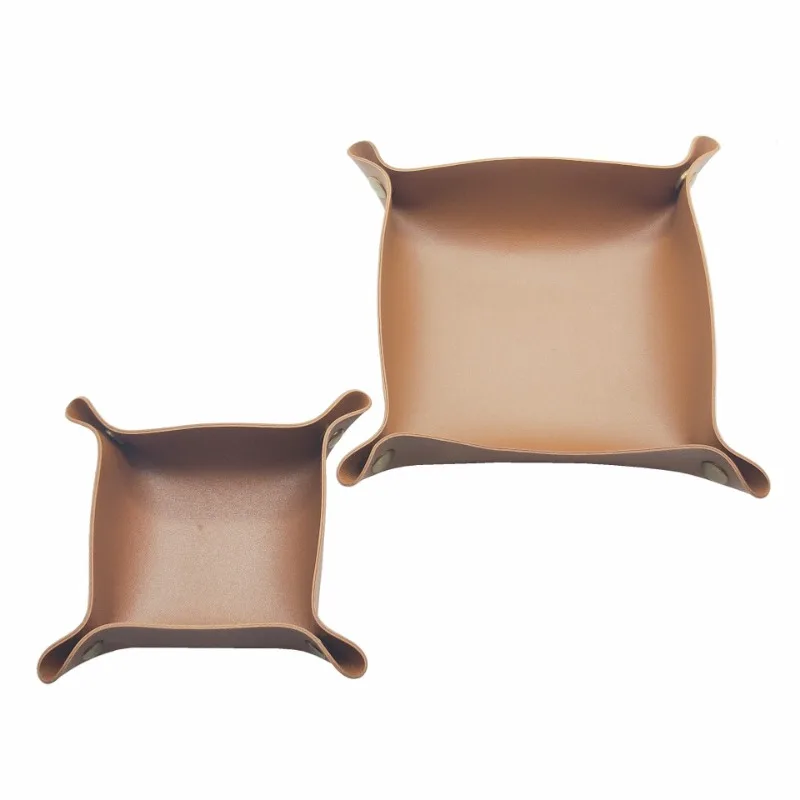 1pc 25cm/9,84in Leder Ablage Würfel Box Münze Desktop Schmuck Box Make-Up Schlüssel Tablett DIY Haushalt falten Tablett Lagerung Fall – Detail 14