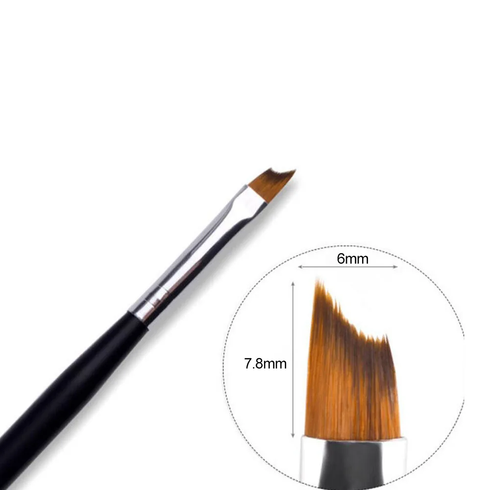 1Pc Smile Line Shape Nail Art Brushes 6*7.8mm testa obliqua 15cm manico nero mezza luna forma French Tip Nail Brush strumento per Manicure