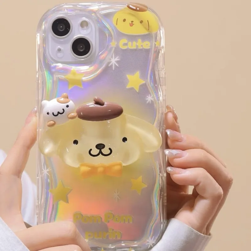 Capa para Celular Sanrio Cinnamoroll Pompom Purin, Minha Melodia, Bonito Kawaii, Suporte de Apple, iPhone 11, 12, 13, 14, 15Pro Max, XR, Presente 8Plus