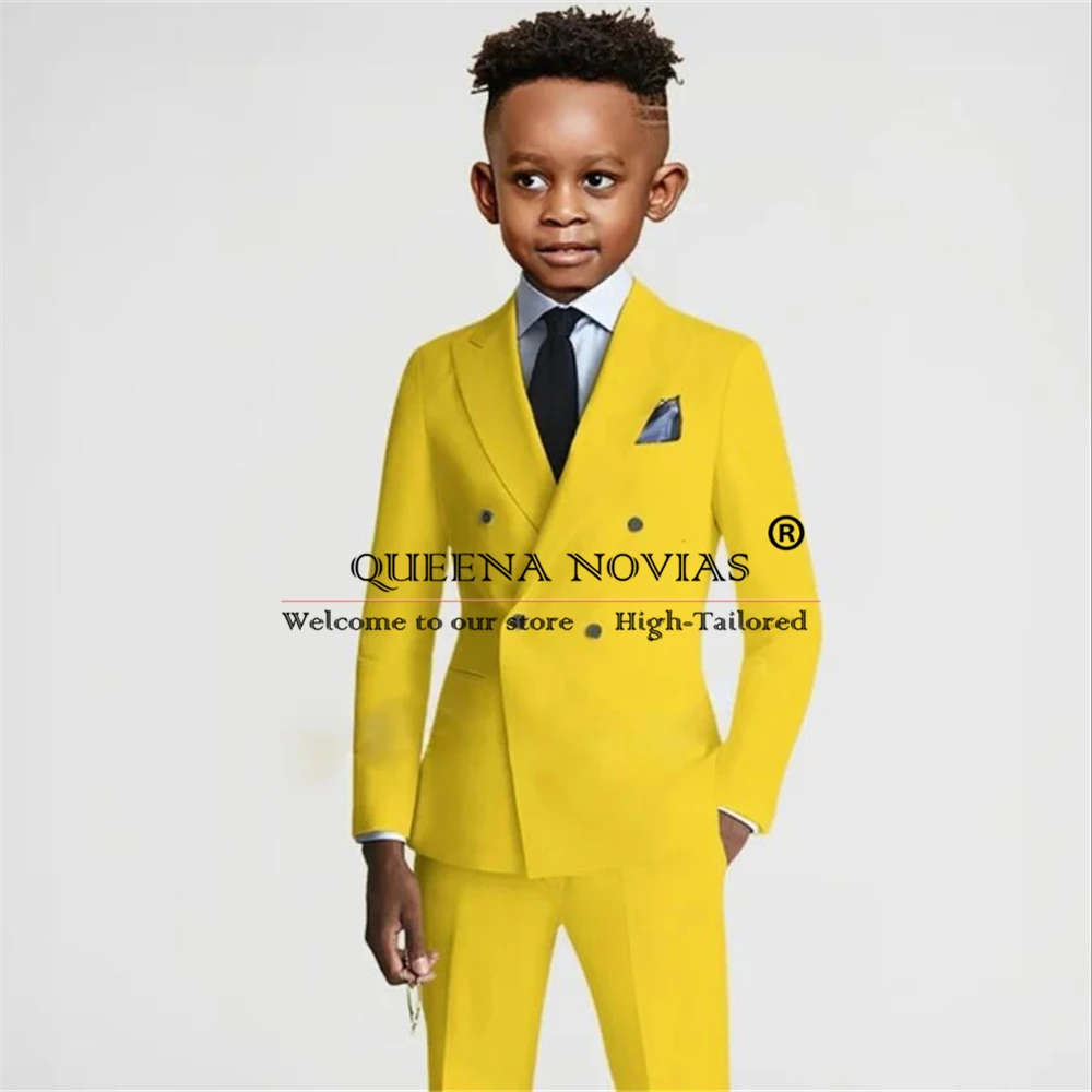 Abbigliamento classico da ragazzo abiti giacca doppiopetto pantaloni 2 pezzi bambini compleanni smoking da festa blazer da sposa per bambini formali