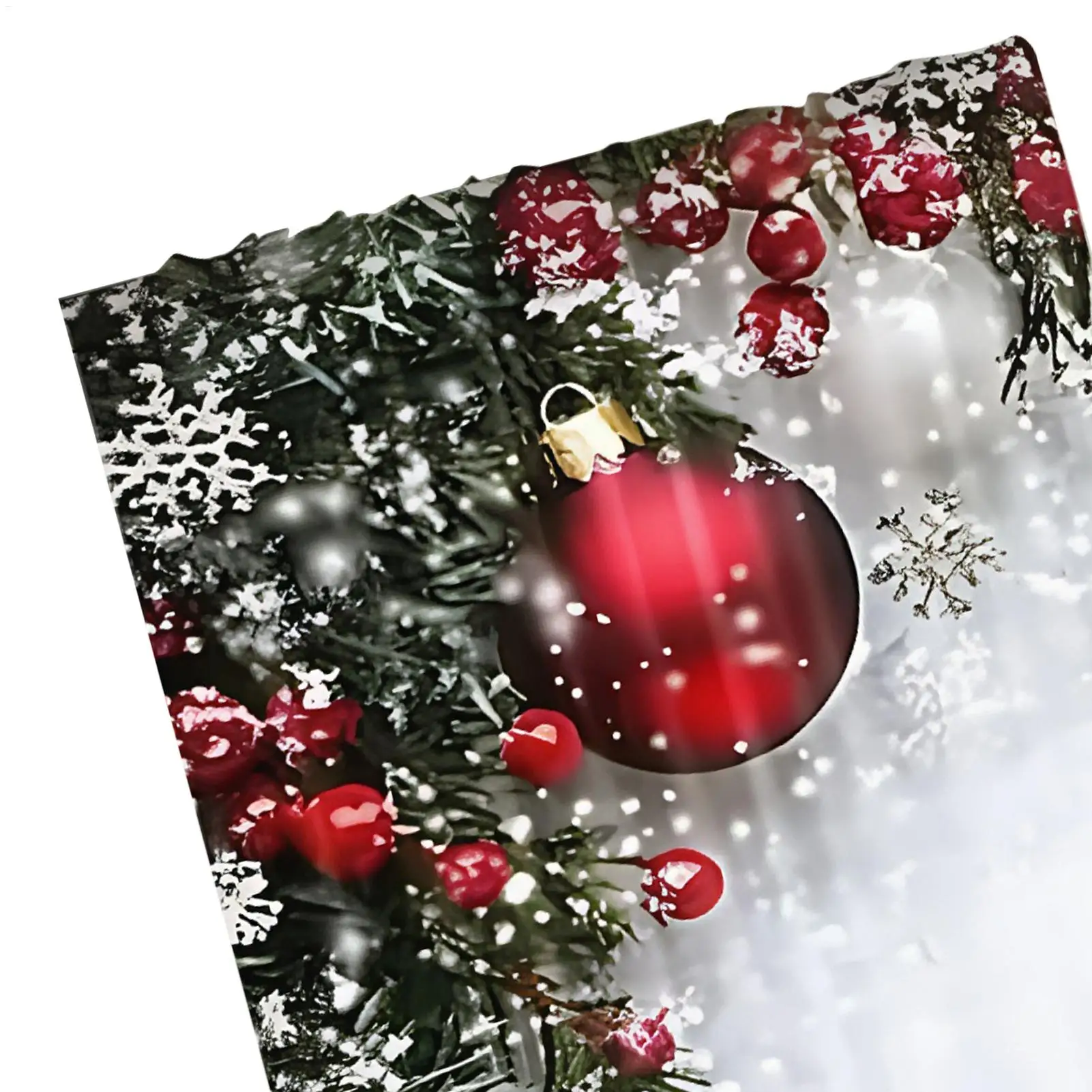 Christmas Drape 2 Pieces Christmas Ball Print Window Cover 2D Flat Printed Holiday Drapes With Snowflake And Pine Branch Pattern
