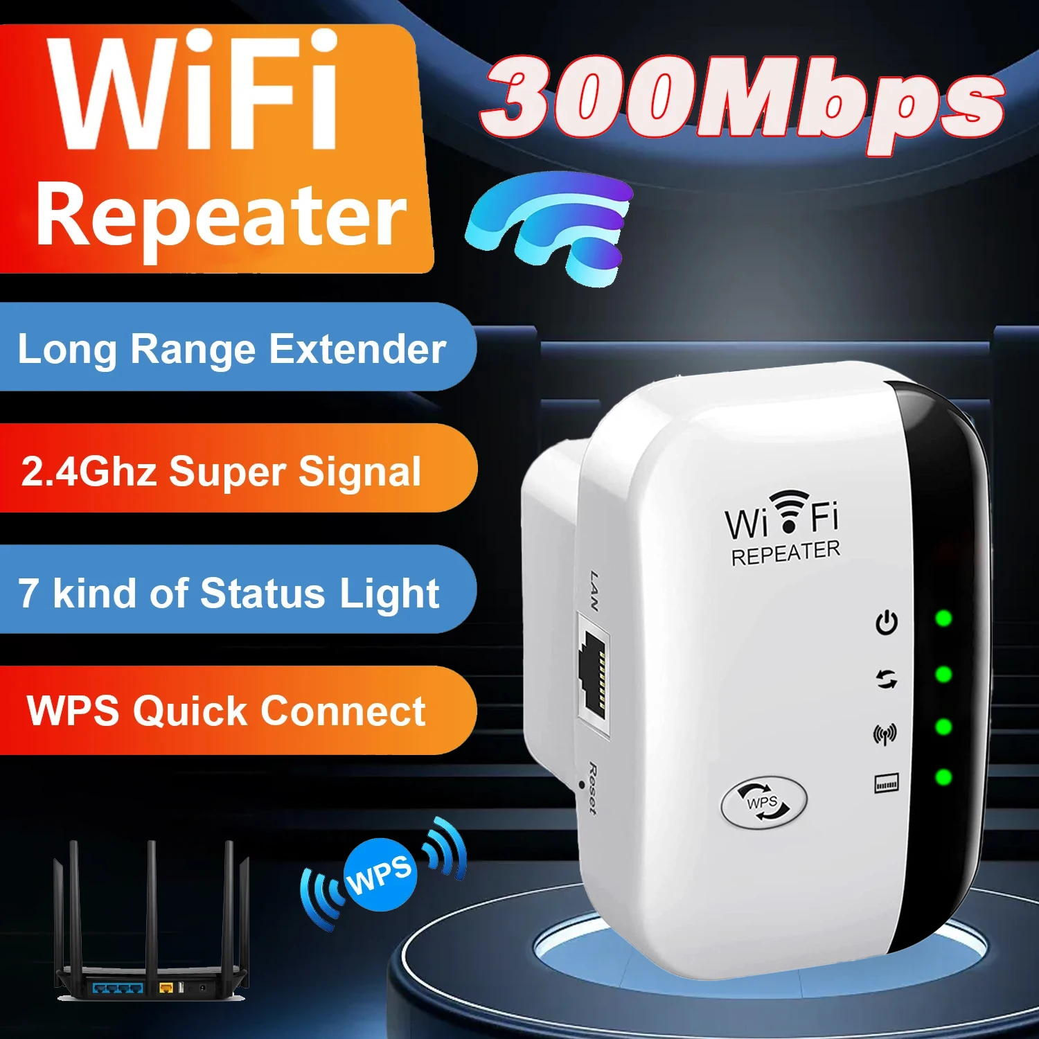 300Mbps Wireless WIFI Repeater Long Range WiFi Extender Amplifier Booster Router WiFi Booster Repeater Amplifier