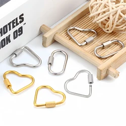 Stainless Steel Heart Oval Screw Locking Clasp Carabiner Clasps Hook Connector for Necklace Bracelet Keychain DIY Jewelry Making