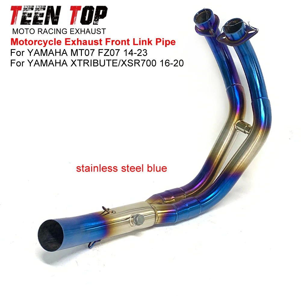 

Stainless Steel Blue Exhaust Elbow For YAMAHA MT07 FZ07 XTRIBUTE/XSR700 Front Link Pipe 51mm Motorcycle Escape MT07 2014-2023