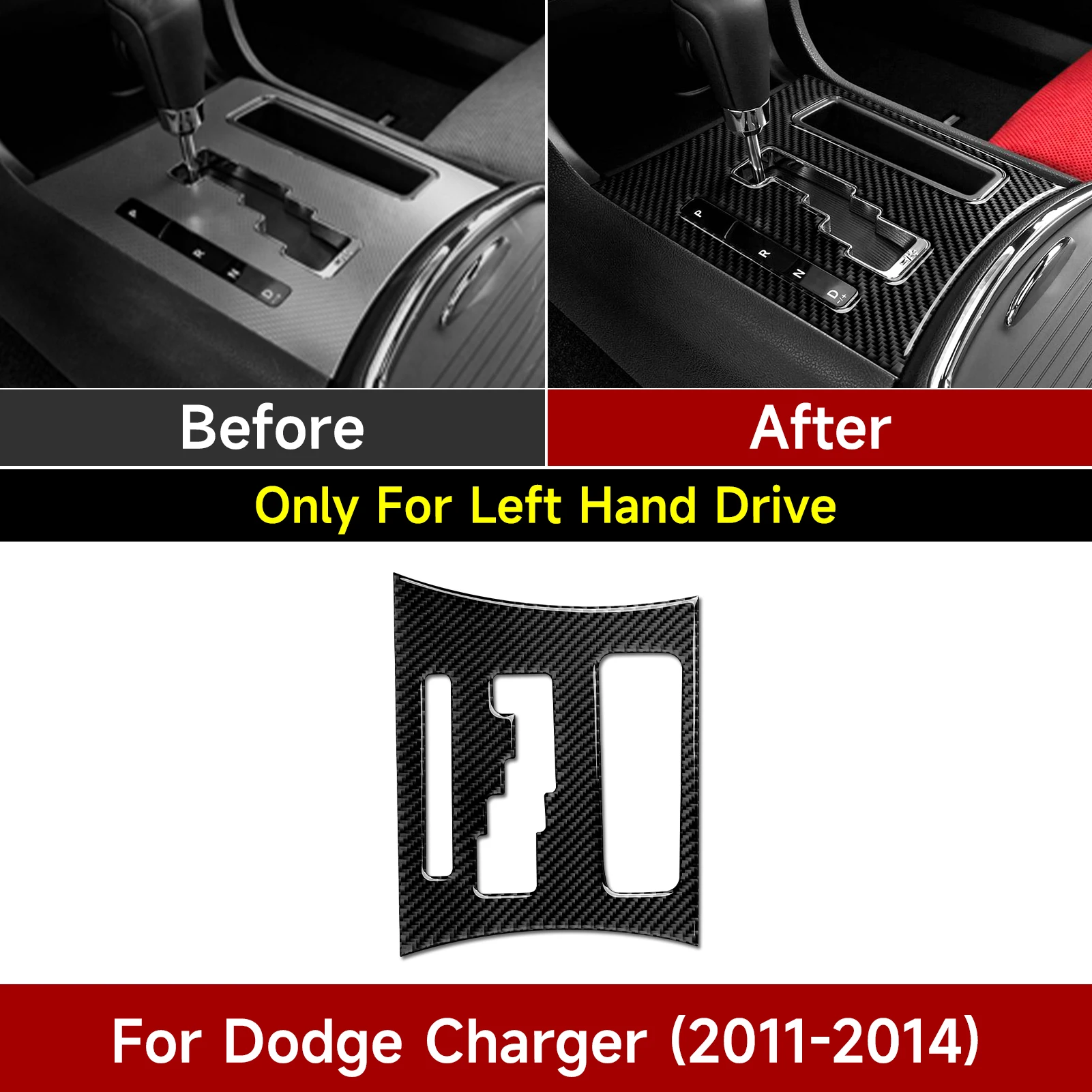 

For Dodge Charger (2011-2014) Car Center Console Gear Shift Panel Soft Carbon Fiber Interior Sticker Trim Accessories