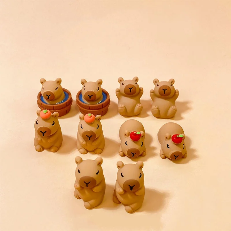 Mini Frosted Capybara Action Figure Cute PVC Miniature Figurine Adorkable DIY Accessories Ornament Home Decoration Kid Toy Gift