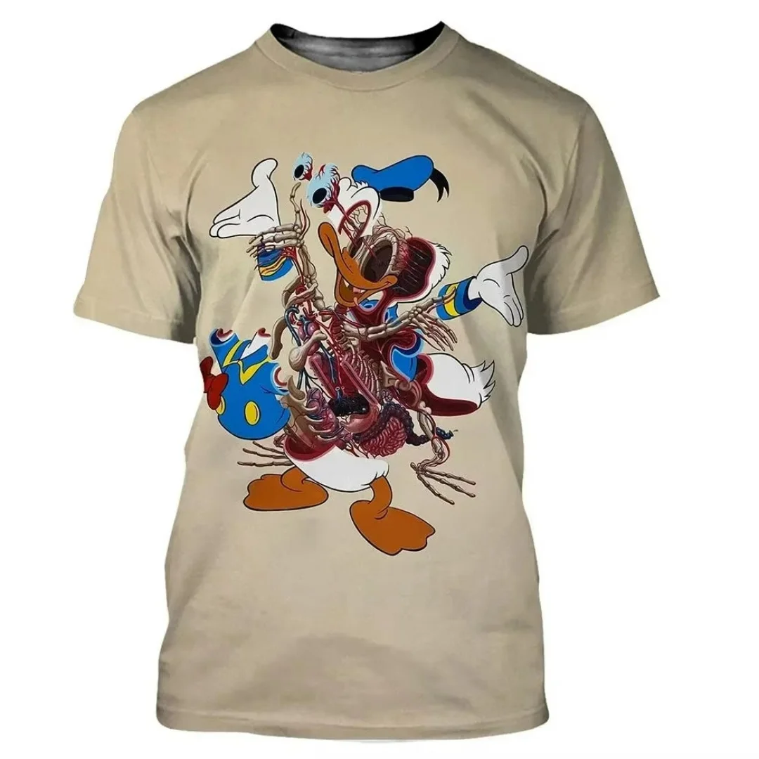 تي شيرت رسمي من ديزني دونالد داك جرافيك تي شيرت صيفي عصري رياضي من القطن الخالص تي شيرت رجالي ملابس أطفال تي شيرت Y2k امرأة