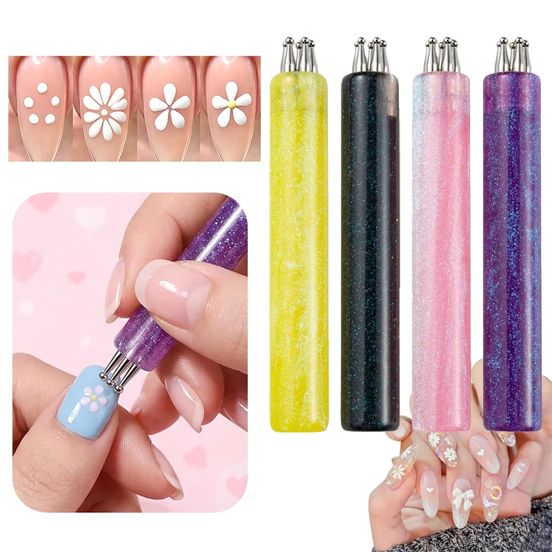 DIY Nail Art 5-Petal Dotting Tool Flower Creator 1.8mm Fine Tip Rhinestone