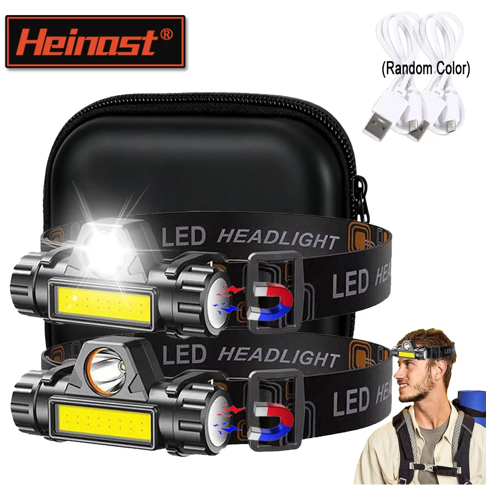 Rechargeable COB LED USB Headlamp Strong Magnetic Powerful Headlight Super Bright Waterproof Head Torch For Outdoor Fishing