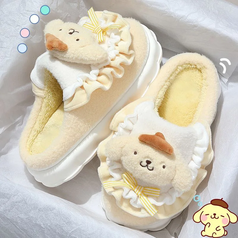 Sanrio Katoenen Slippers Cartoon Schattig My Melody Winter Indoor Home Slippers Hello Kitty Kuromi Dikke Zool Warm Houden Katoenen Schoenen