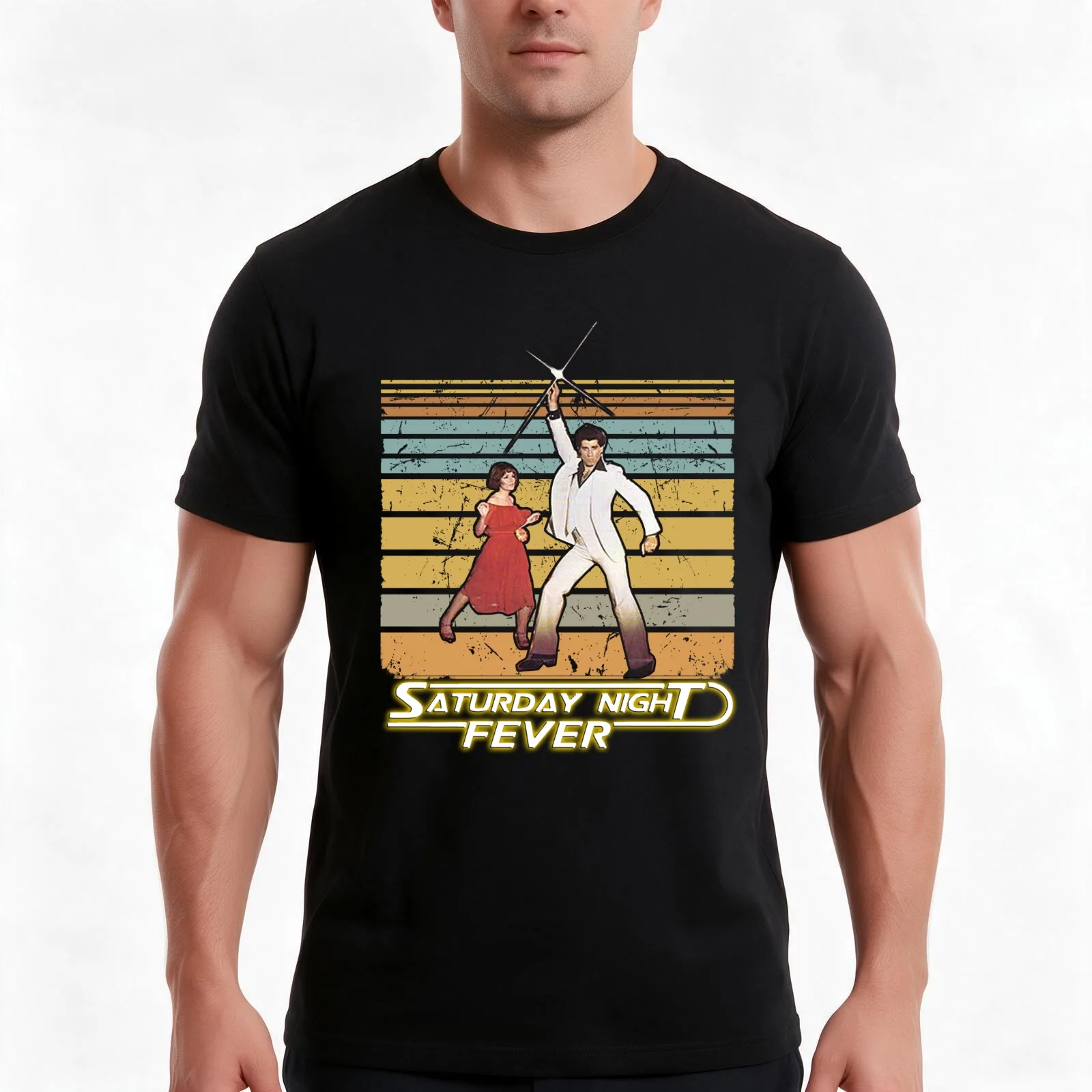 Saturday Night Fever Retro Vintage T-Shirt, Summer Casual Cotton Tee, Oversized Streetwear Tops, Vintage Graphic Print