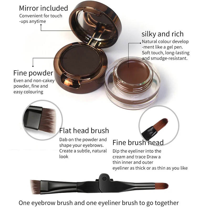 3 ألوان كحل كريم الحاجب في واحد ماتي براون أسود البرية التصميم هلام الصابون الشمع محسنات مقاوم للماء أدوات ماكياج العين دائم