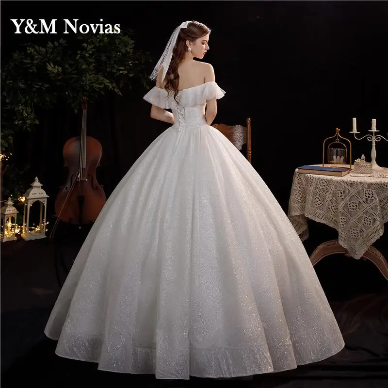 2021 New off White Off the Shoulder Vestido De Noiva Wedding Dress Floor Custom-made Plus Size Bridal gown Real Princess Mariage