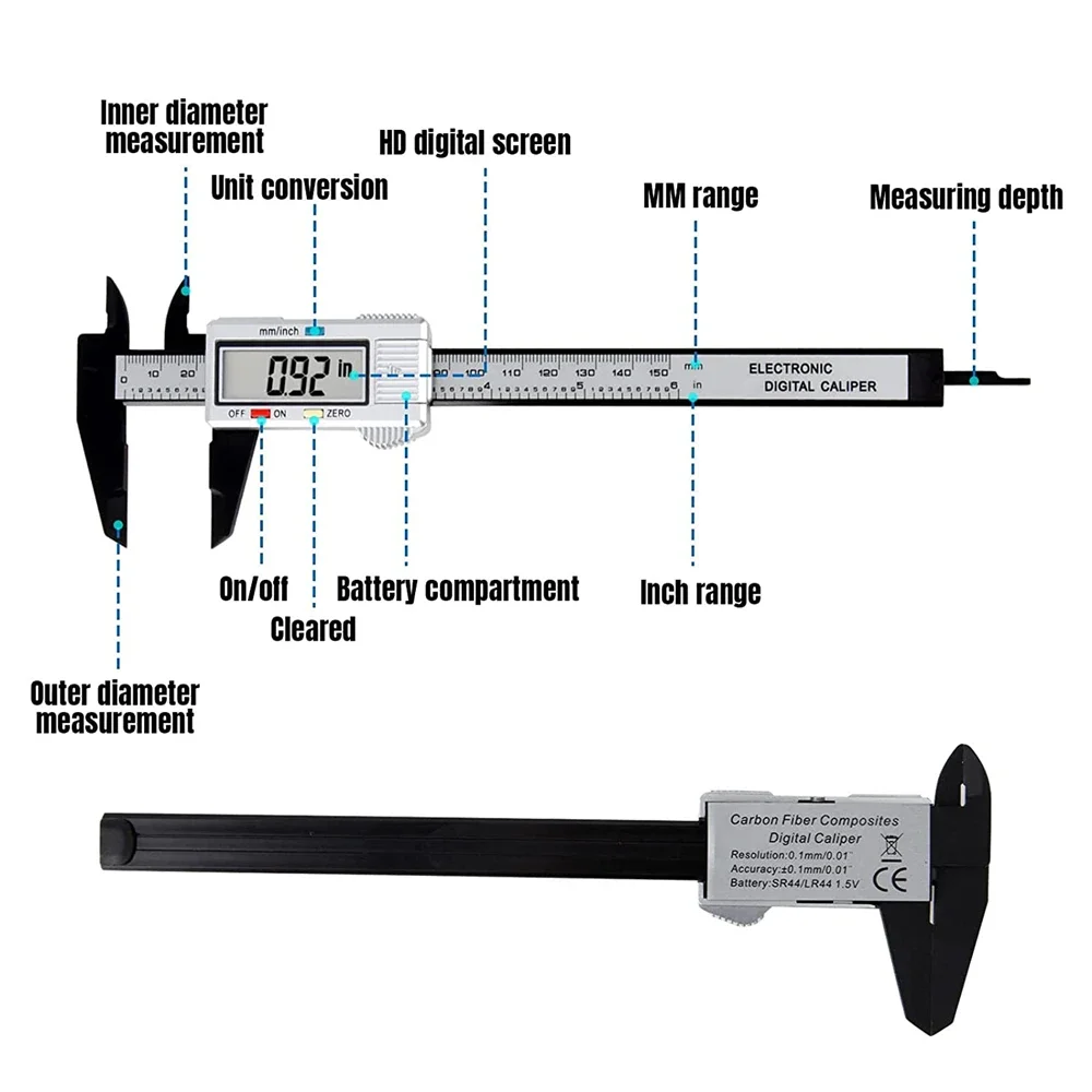 NEW Digital Caliper 6 inch Electronic Vernier Caliper 100mm Calliper Micrometer Digital Ruler Measuring Tool 150mm 0.1mm Medidas