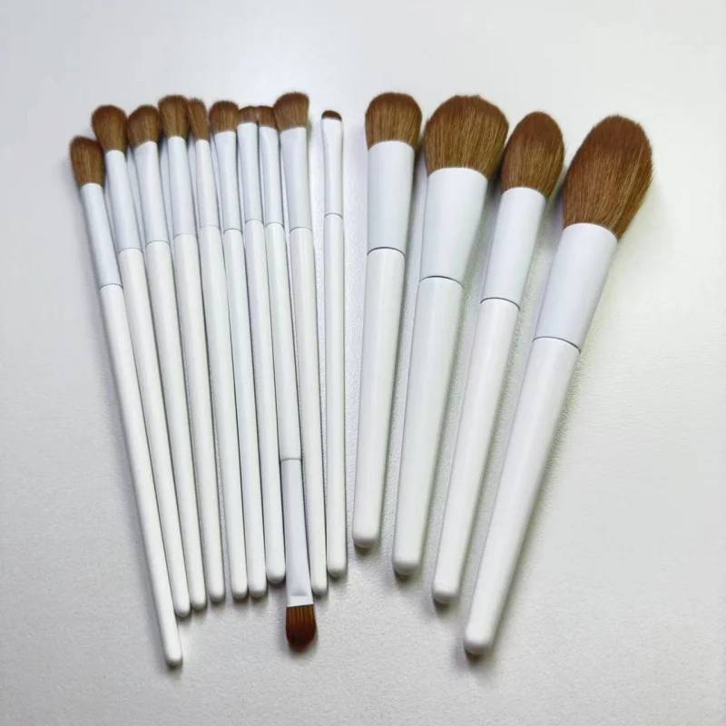 14 set di pennelli per trucco con manico in legno, morbido ombretto professionale, fard, correttore, contorno, pennello per cipria, set completo di strumenti